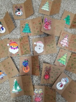 Children colored Holiday cards for Ecumen residents