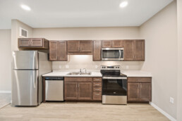 kitchen with stainless steal appliances