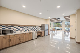 community room with kitchen